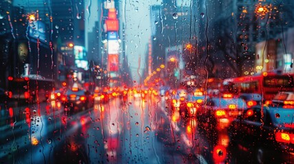 Fototapeta premium Colorful blur of city traffic, impressionistic style.