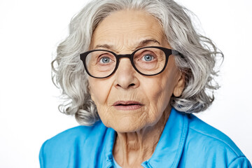Fototapeta premium Elderly Woman with Glasses Looking Curious