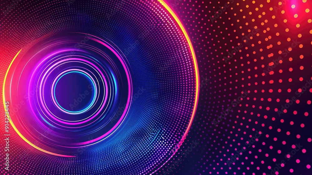 Poster vibrant abstract background featuring concentric circles and colorful gradients. ideal for modern de