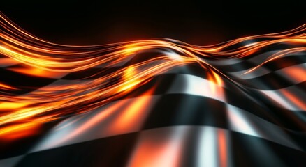 Burning Checkered Flag: A checkered flag ablaze with fiery energy, symbolizing speed, competition, and the thrill of the race. 
