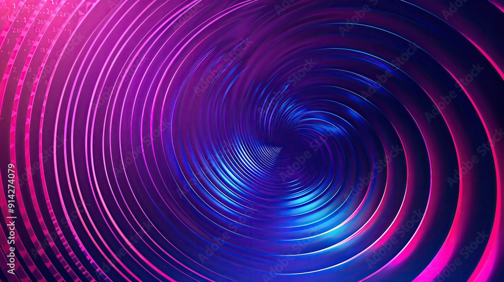 Poster Vibrant abstract pattern with circular waves in purple and blue hues, creating a dynamic and immersive visual experience.