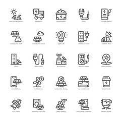 Solar Power icon pack for your website, mobile, presentation, and logo design. Solar Power icon outline design. Vector graphics illustration and editable stroke.