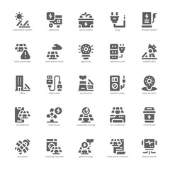 Solar Power icon pack for your website, mobile, presentation, and logo design. Solar Power icon glyph design. Vector graphics illustration and editable stroke.