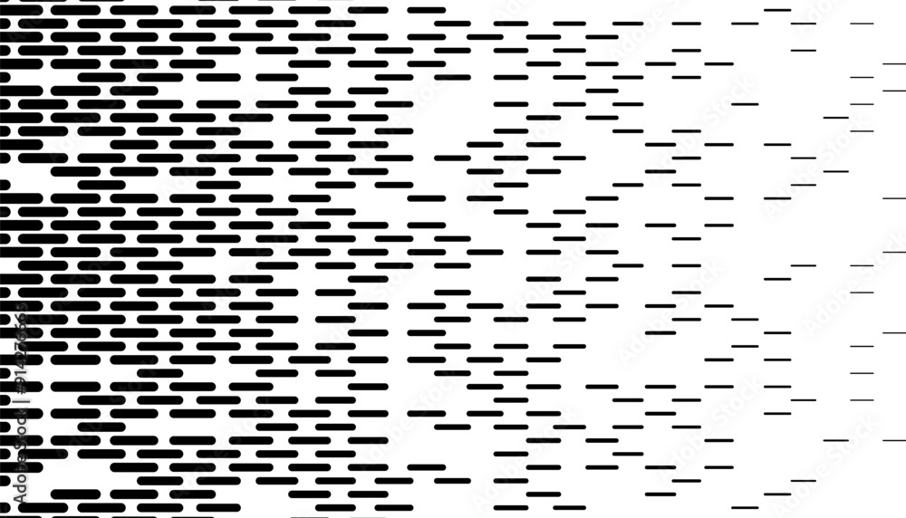 Poster black and white abstract geometric pattern background. transition of stripes to disappear. vector fo