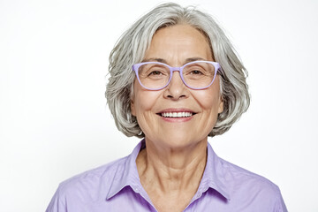Obraz premium Portrait of a happy senior woman wearing glasses