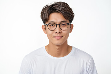 Fototapeta premium Portrait of a Young Man Wearing Glasses and Smiling