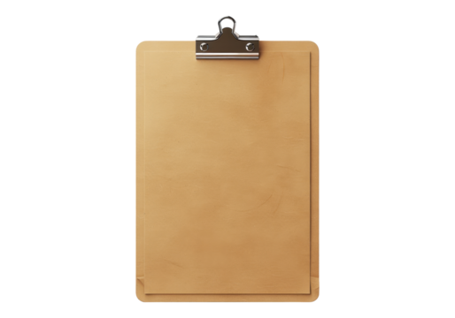 Wooden clipboard isolated on transparent background. Transparent PNG.