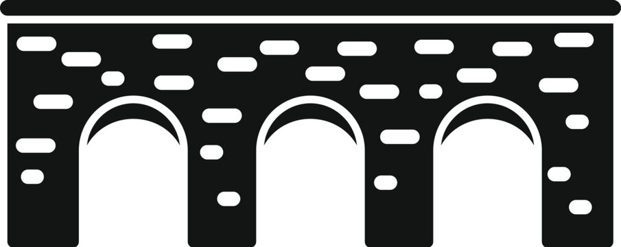 recommend clip art: Black silhouette of ancient aqueduct with arches and brickwork representing roman architecture