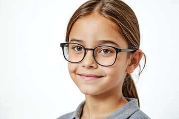 Portrait of a young girl with glasses smiling