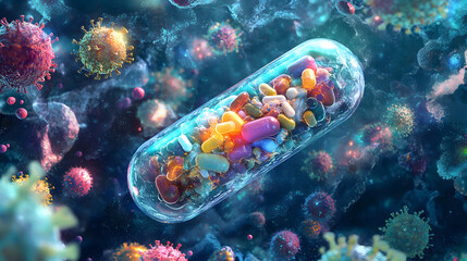 futuristic capsule combat various viruses and diseases concept highlights advanced medicine and healthcare for treating different degrees of illnesses