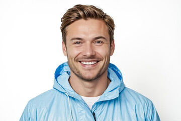 Obraz premium Smiling Man in Blue Hoodie