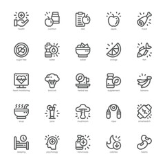 Health and Nutrition icon pack for your website, mobile, presentation, and logo design. Health and Nutrition icon outline design. Vector graphics illustration and editable stroke.