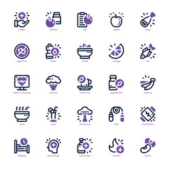 Health and Nutrition icon pack for your website, mobile, presentation, and logo design. Health and Nutrition icon dual tone design. Vector graphics illustration and editable stroke.