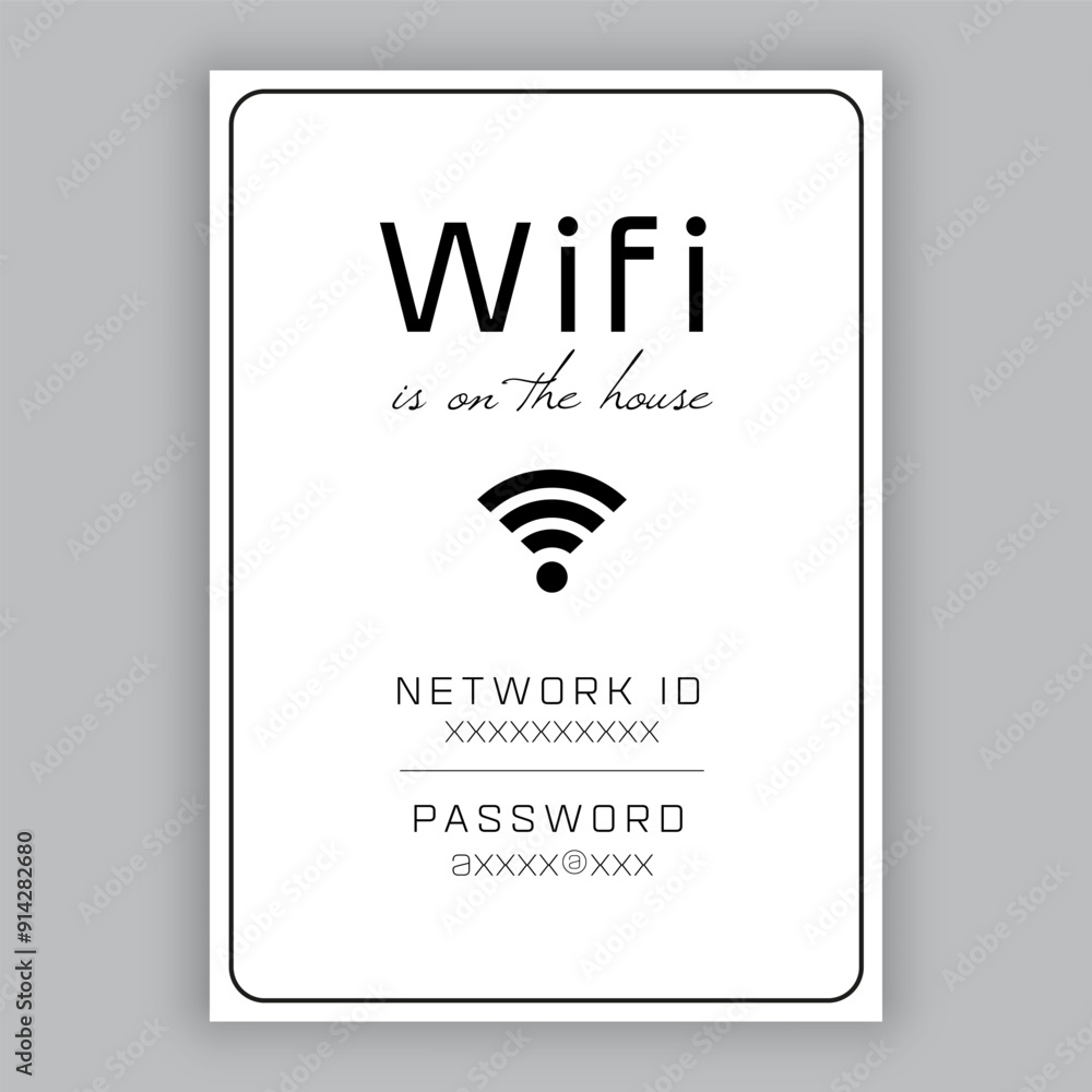 Fototapete Free WiFi Password Symbol Sign, Vector Free Wifi area sign. Wifi Network And Password Connection. Eps10 vector illustration