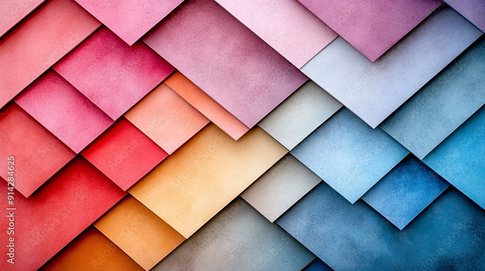 Aufkleber Intricate flat lay of pastel-colored geometric patterns creating a minimalist and abstract design perfect for a clean and contemporary look Stock Photo with copy space
