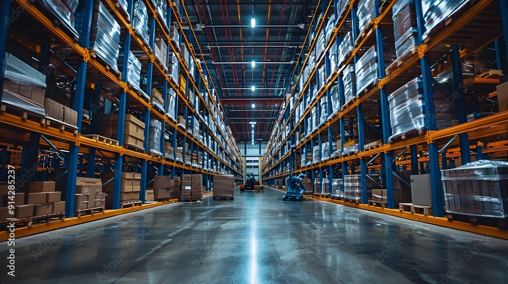 Poster automated warehouse with efficient robotic system for streamlined logistics and distribution