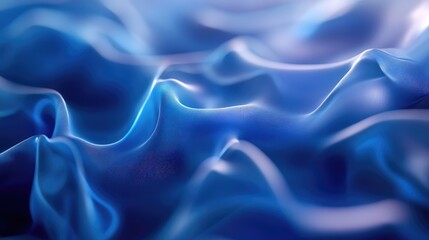 Fototapeta premium Abstract 3D background with flowing blue waves and light effects, futuristic digital design