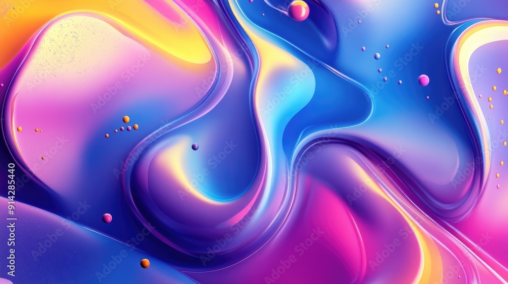Poster abstract 3d background with fluid forms and bright gradients, artistic and modern design