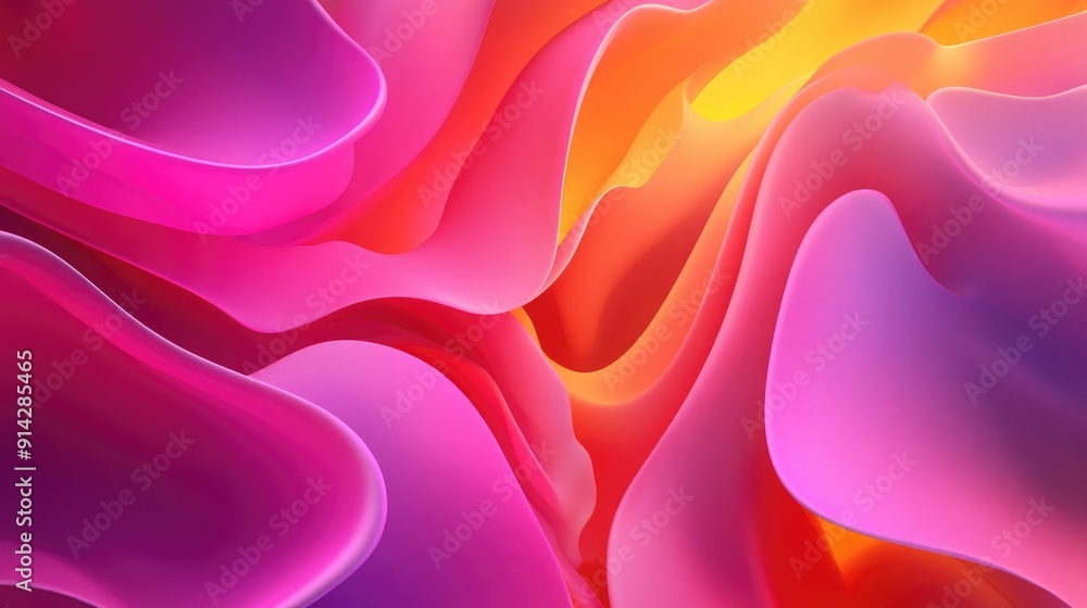 Poster abstract 3d background with fluid forms and bright gradients, artistic and modern design
