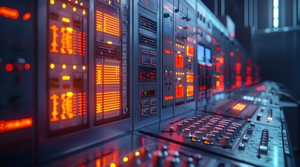 Futuristic Control Panel in Sophisticated Nuclear Power Plant