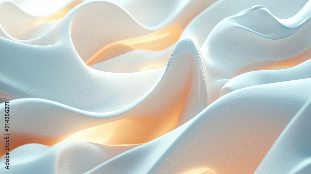 Poster abstract 3d background with soft wavy lines and light reflections, fluid digital art