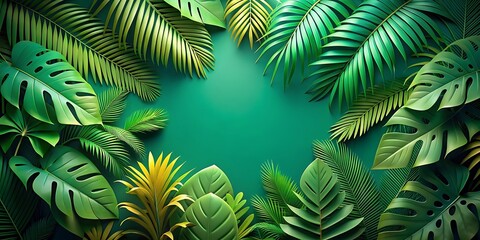 Dense Green Foliage with Tropical Leaves Background. Photos. Images. Dense. Tropical. Foliage.