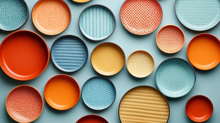 Abstract design with intricate geometric patterns in pastel colors presented in a flat lay format for a minimalist and sophisticated look Stock Photo with copy space