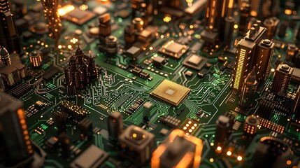 Obraz premium Circuit City: The Metropolis of Technology