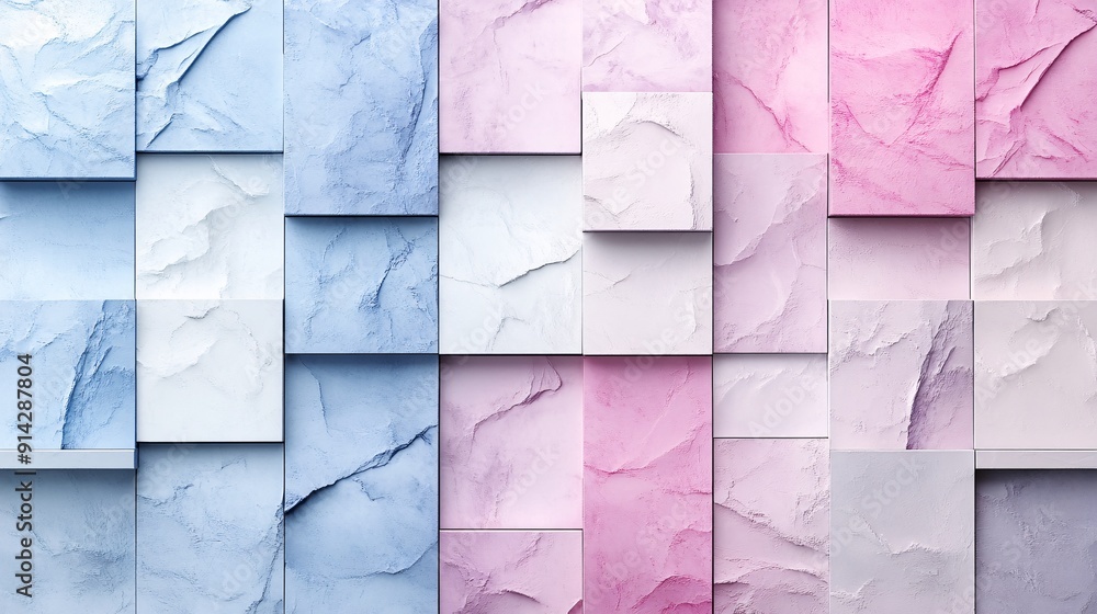 Aufkleber minimal geometric shapes in a detailed flat lay composition using pastel colors to form a modern and