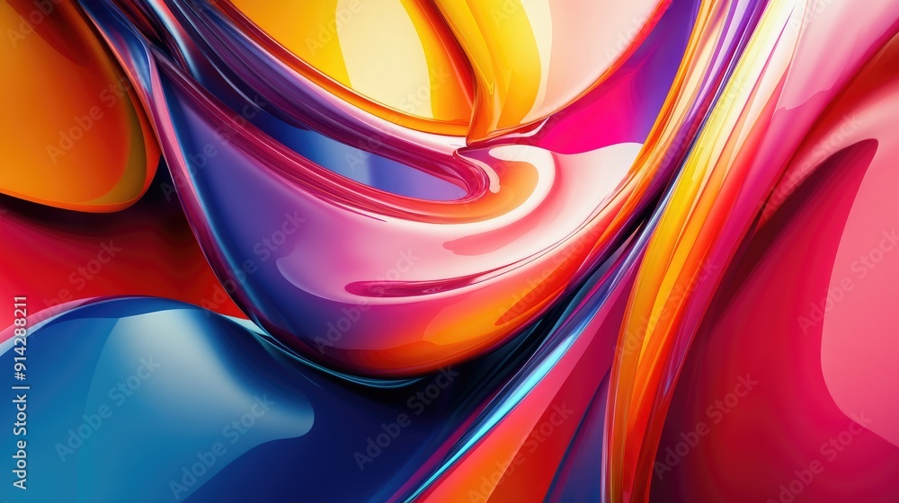 Poster colorful 3d background with abstract shapes and dynamic lighting, artistic and lively design