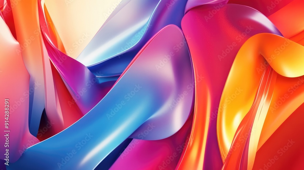Poster colorful 3d background with abstract shapes and dynamic lighting, artistic and lively design