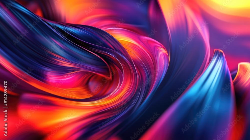 Poster dynamic 3d abstract background with moving lines and vibrant colors, energetic visual design