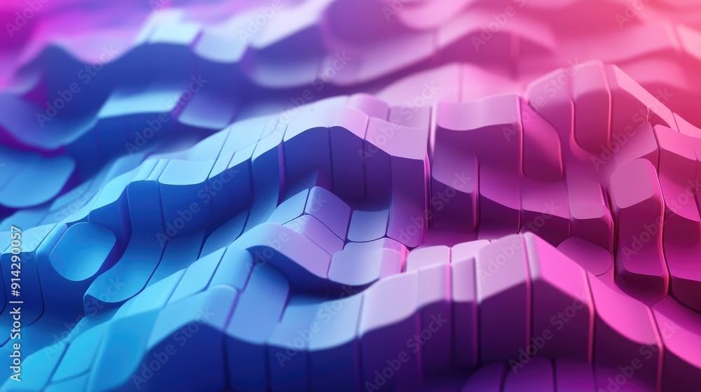 Poster dynamic 3d background with hexagonal wave patterns and vibrant colors, lively digital art