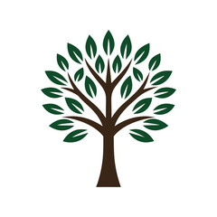 Obraz premium Minimalist Tree Logo Icons Silhouette Vector Illustration on White Background.