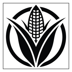 Corn minimalist silhouette vector logo