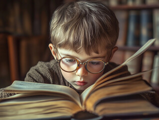 Learning is an adventure.
A little boy reading a book