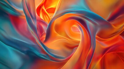 Fototapeta premium Dynamic 3D fabric background with twisted silk and light play, energetic textile art