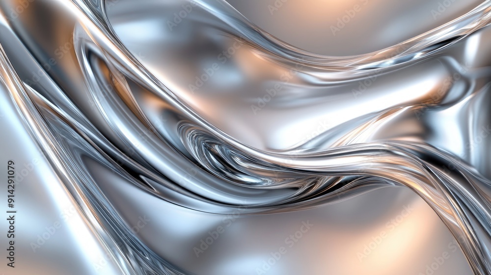 Poster elegant 3d abstract background with metallic textures and light reflections, sophisticated design