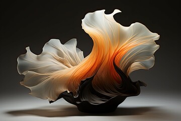 A vibrant abstract organic form that blends fluid, realistic	

