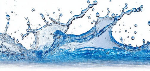 Blue Water Splash A High-Resolution Photograph of a Dynamic Splash with Air Bubbles, Water Drops, and a Rippling Surface Keywords water, splash, blue, dynamic, air bubbles