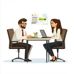 mentoring and coaching in the office, flat design