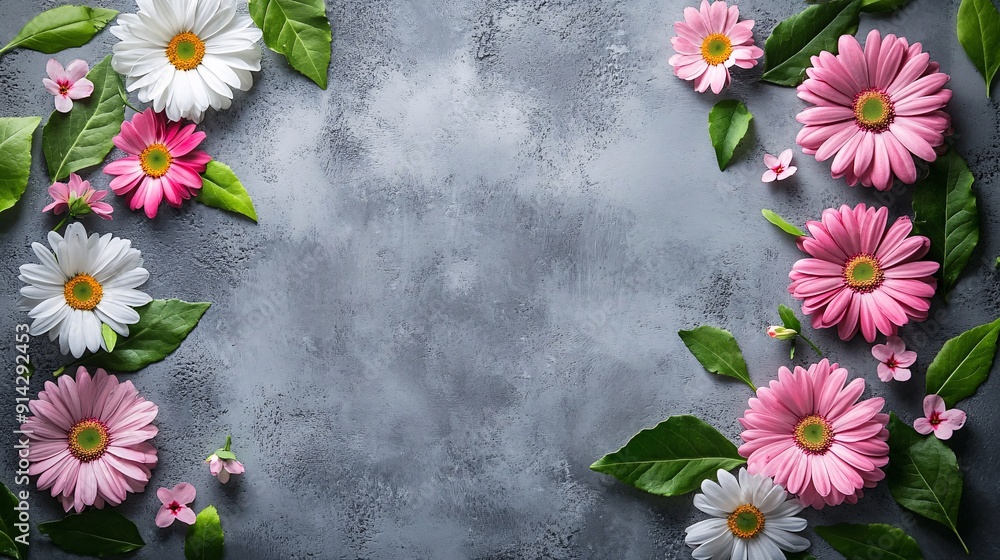 Aufkleber detailed minimal flat lay featuring pastel-toned leaves and flowers with precise clean lines for a r