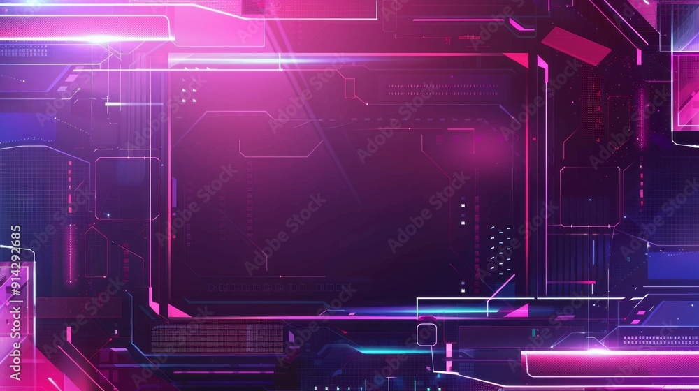 Poster a computer screen with a black frame and a pink background