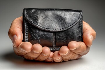 Obraz premium Empty brown wallet in male hand UHD wallpaper