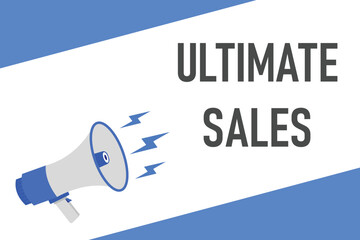 ultimate sales button, banner, label, template for website. ultimate sales text with colorful megaphone icon
