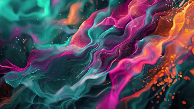 Video animation of abstract artistic alcohol ink colourful background. Marble wavy liquid texture banner