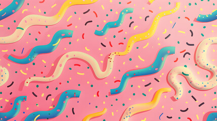 Fototapeta premium A colorful background with candy sprinkles and a yellow line