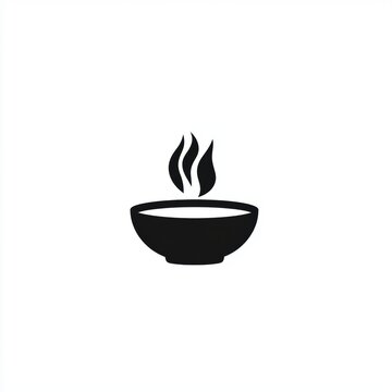 recommend clip art: Simple black white soup bowl icon with steam