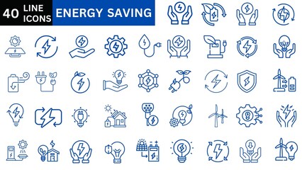 Energy Saving icon set . Green energy icon set. Collection of renewable energy, ecology and green electricity icons. Vector illustration. © Muhammad Asif