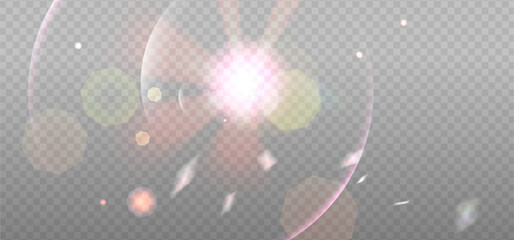 Pink Gold abstract bokeh overlay design. Holiday photo sparkle decoration. Vector elements © LanaSham